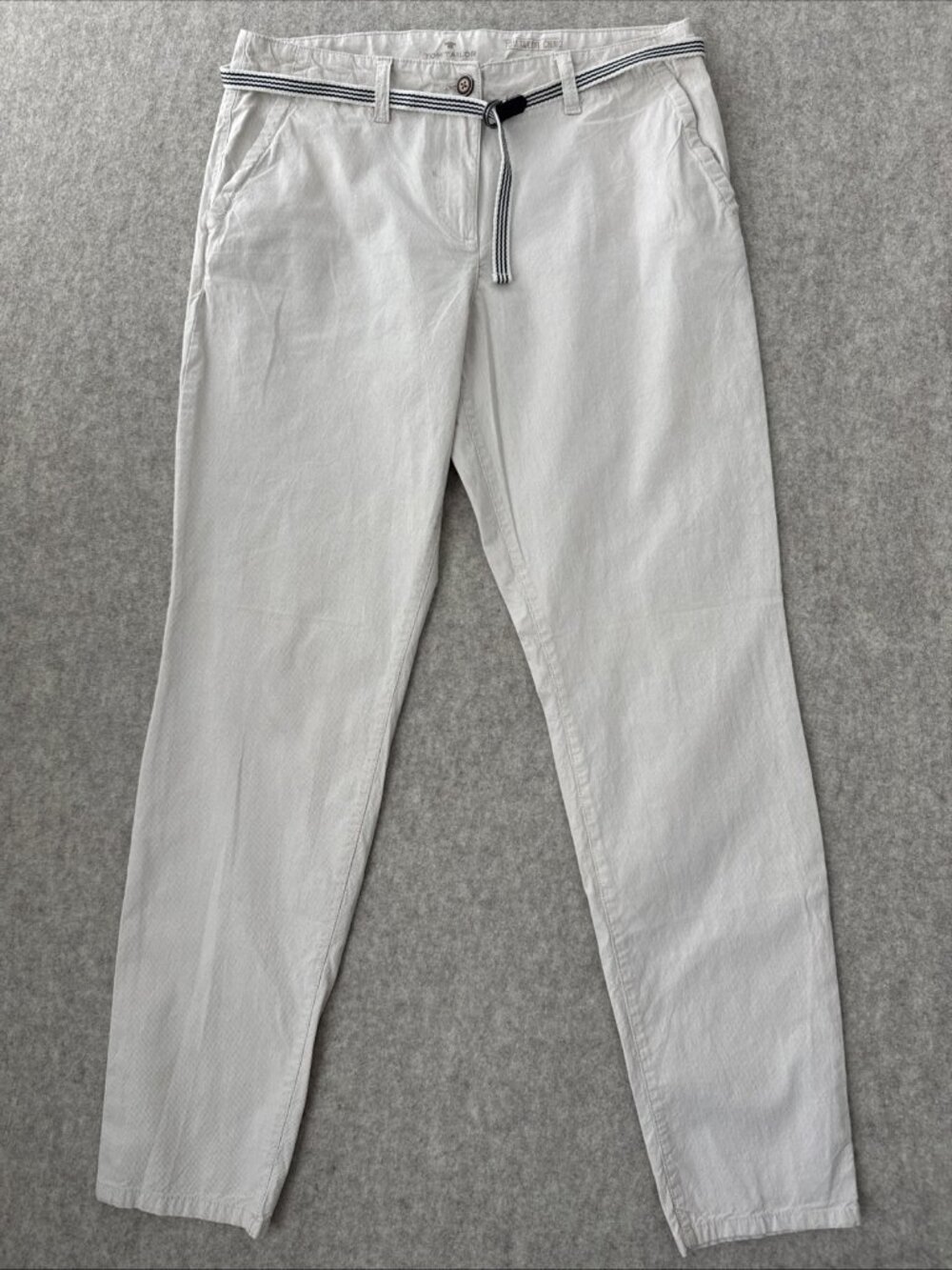 Tom Tailor Belted Slim Chino Pant Tan Lightweight Poplin Mens 32x30